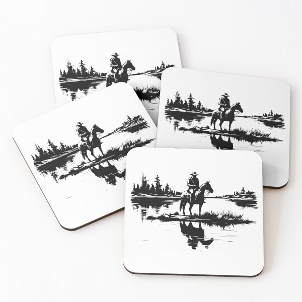 Item preview, Lone Cowboy Lake  River Wild West Ranger Outlaw Gunslinger Horse  designed and sold by inkoutninja.