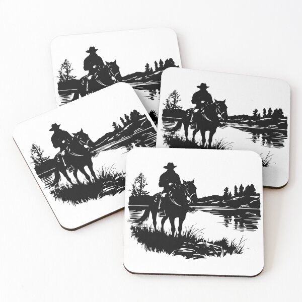 Item preview, Lone Cowboy Lake  River Wild West Ranger Outlaw Gunslinger Horse  designed and sold by inkoutninja.