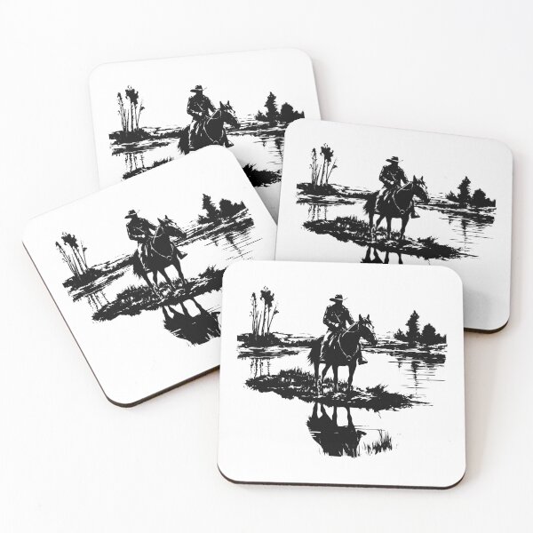 Item preview, Cowboy Horse Lake Water Farmland Swamp River Ranch Scene designed and sold by inkoutninja.