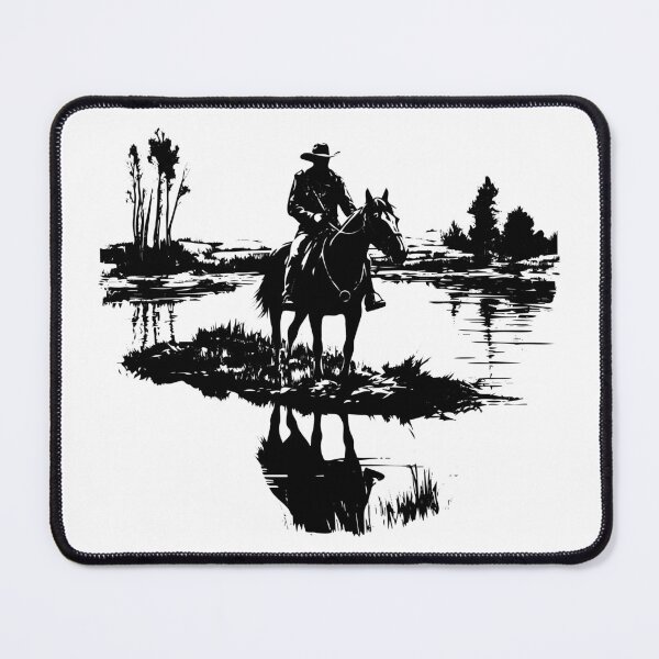 Item preview, Cowboy Horse Lake Water Farmland Swamp River Ranch Scene designed and sold by inkoutninja.