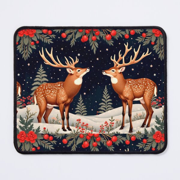 Item preview, WINTER ELF BUCK DEER HOLIDAY SNOW NIGHT STARS SCENE ART designed and sold by Arts4U.