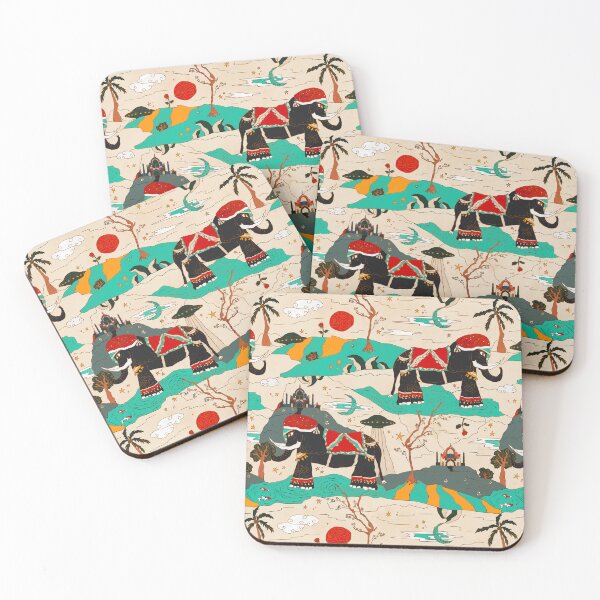 Item preview, Vintage Fantasy Indian Elephant Space Alien Pattern  designed and sold by lingartdesign.