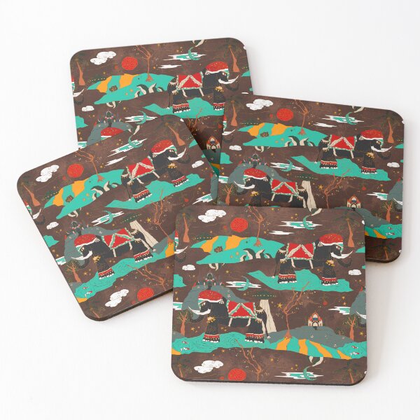 Item preview, Vintage Fantasy Indian Elephant Space Alien Pattern (Dark) designed and sold by lingartdesign.