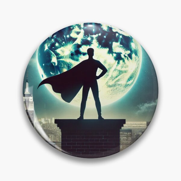 Item preview, Heroic Silhouette Against the Moon - Superhero Cityscape at Night designed and sold by Jonesetcetera.