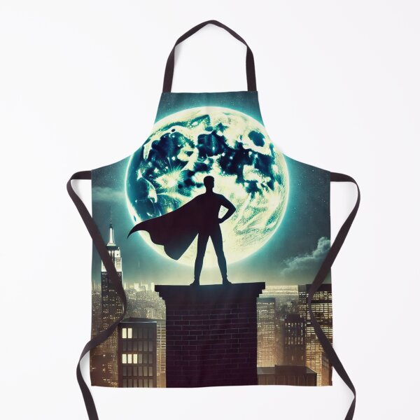 Item preview, Heroic Silhouette Against the Moon - Superhero Cityscape at Night designed and sold by Jonesetcetera.