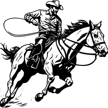 Artwork thumbnail, Cowboy Roping Rodeo Western Cattle Lasso Ropers Ranch by inkoutninja