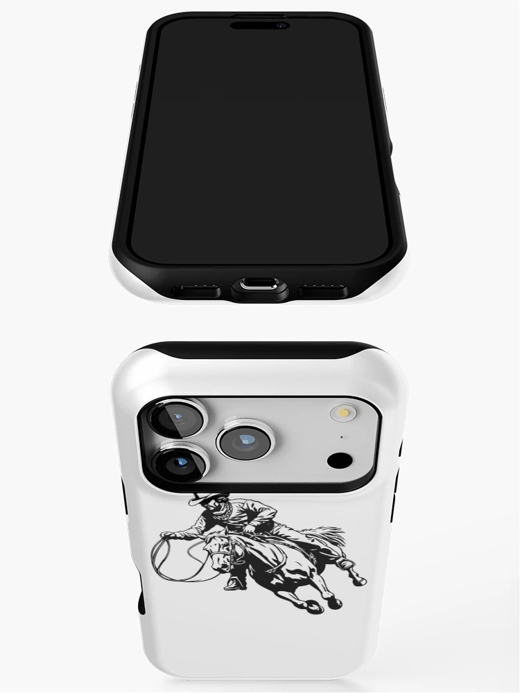 Thumbnail 3 of 4, iPhone Case, Cowboy Roping Rodeo Western Cattle Lasso Ropers Ranch designed and sold by inkoutninja.