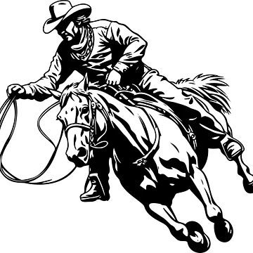Artwork thumbnail, Cowboy Roping Rodeo Western Cattle Lasso Ropers Ranch by inkoutninja