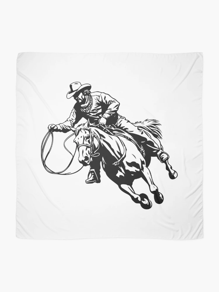 Thumbnail 2 of 3, Scarf, Cowboy Roping Rodeo Western Cattle Lasso Ropers Ranch designed and sold by inkoutninja.