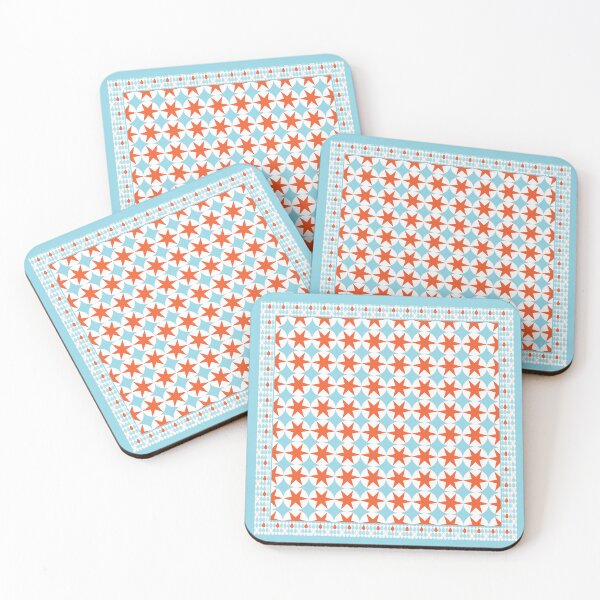 Item preview, Retro Blue and Orange Stars Scandinavian Pattern designed and sold by MarikaJohnson.