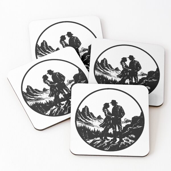 Item preview, Western Cowboy Couple Romance Mountain Landscape Lovers designed and sold by inkoutninja.