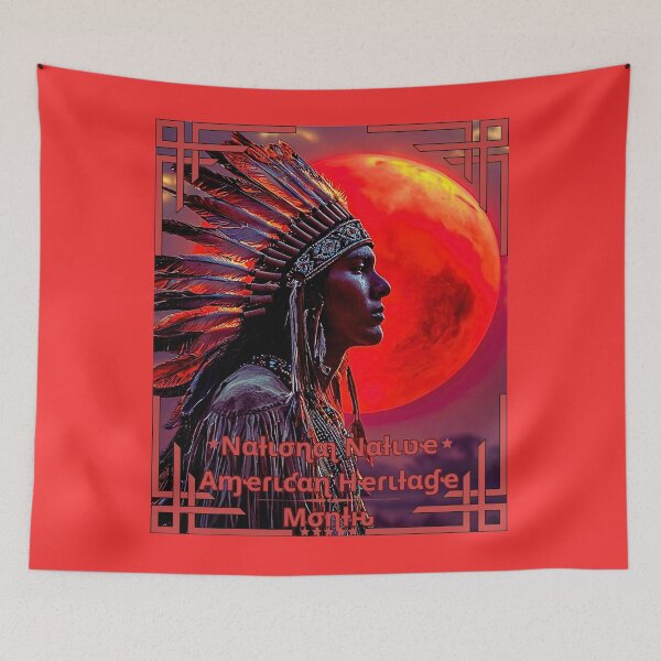 Item preview, Native American Heritage Tribute with Sunset Moon – Unique Cultural Print designed and sold by MelissaMelovich.