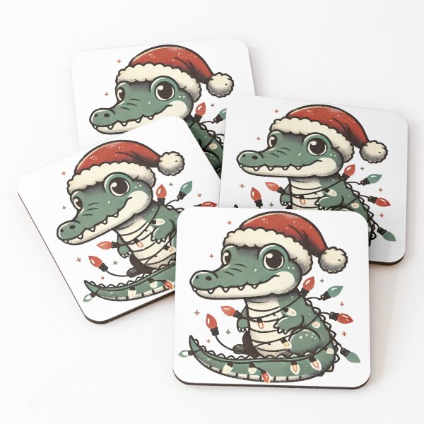 Item preview, Christmas Crocodile with Santa Hat and Lights designed and sold by lubushop1.