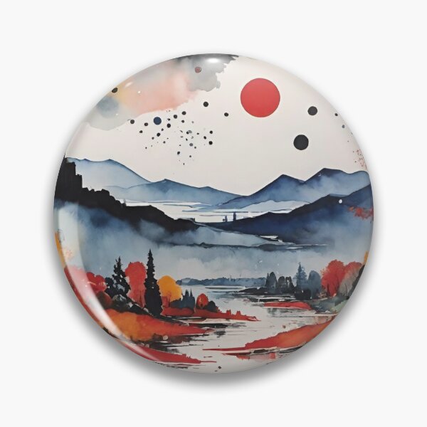 Item preview, Autumn Skies Landscape Watercolor Poster Atomic Pop Art designed and sold by arivervixen.