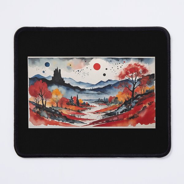 Item preview, Autumn Skies Landscape Watercolor Poster Atomic Pop Art designed and sold by arivervixen.
