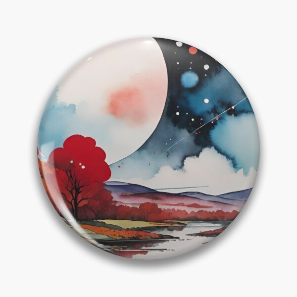 Item preview, Autumn Skies Landscape Watercolor Poster Atomic Pop Art designed and sold by arivervixen.