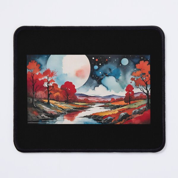 Item preview, Autumn Skies Landscape Watercolor Poster Atomic Pop Art designed and sold by arivervixen.