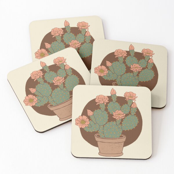 Item preview, cacti in bloom in terra cotta pot designed and sold by MBCollections.