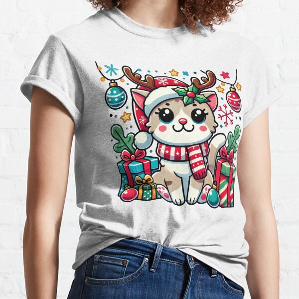 Item preview, Festive Kitten in Santa Hat with Christmas Gifts designed and sold by AIARTIST1.