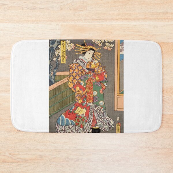 Item preview, Elegant Courtesan in Vibrant Kimono - 1858 by Toyokuni designed and sold by Kina-design.
