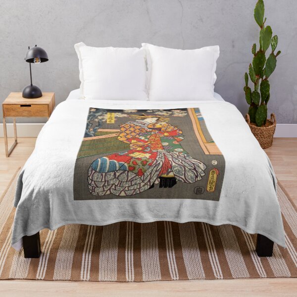 Item preview, Elegant Courtesan in Vibrant Kimono - 1858 by Toyokuni designed and sold by Kina-design.