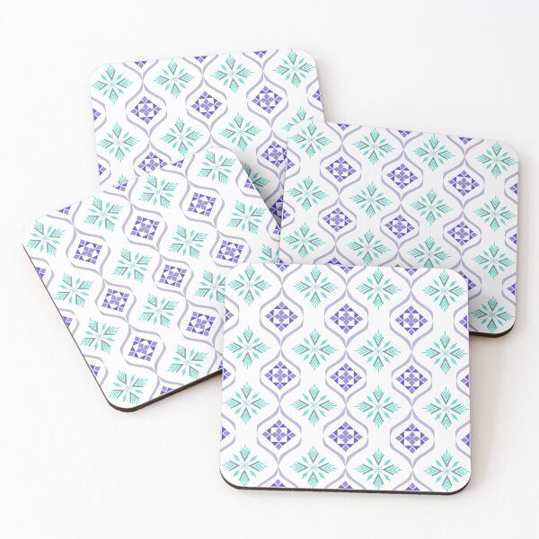 Item preview, Retro Geometric Snowflake Pattern in Teal and Purple on Black designed and sold by ANGOON7455.