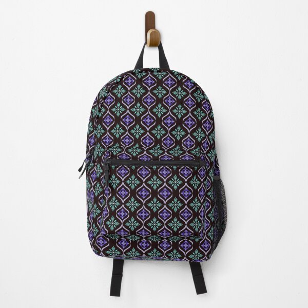 Item preview, Retro Geometric Snowflake Pattern in Teal and Purple on Black designed and sold by ANGOON7455.
