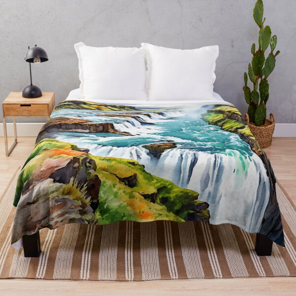 Item preview, Gullfoss Iceland Watercolor designed and sold by Magnolia Valley Art.