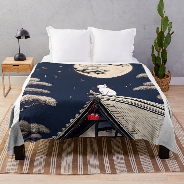 Item preview, Moonlit Cat: Serenity on a Japanese Rooftop designed and sold by Kina-design.