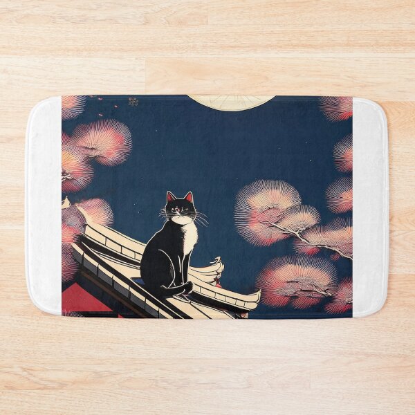 Item preview, Moonlit Rooftop Cat: Tranquil Night in Japan designed and sold by Kina-design.