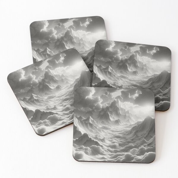 Item preview, Black and White Mountain Landscape with Clouds designed and sold by choder61.