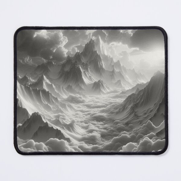 Item preview, Black and White Mountain Landscape with Clouds designed and sold by choder61.