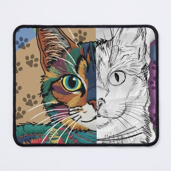 Artikelvorschau, Gestickte Skizze Katze entworfen und verkauft von Nacho Average Designs.