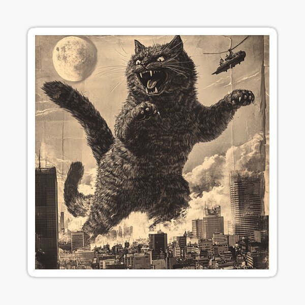 Item preview, Catzilla strikes again! retro design designed and sold by FloridaFurworks.