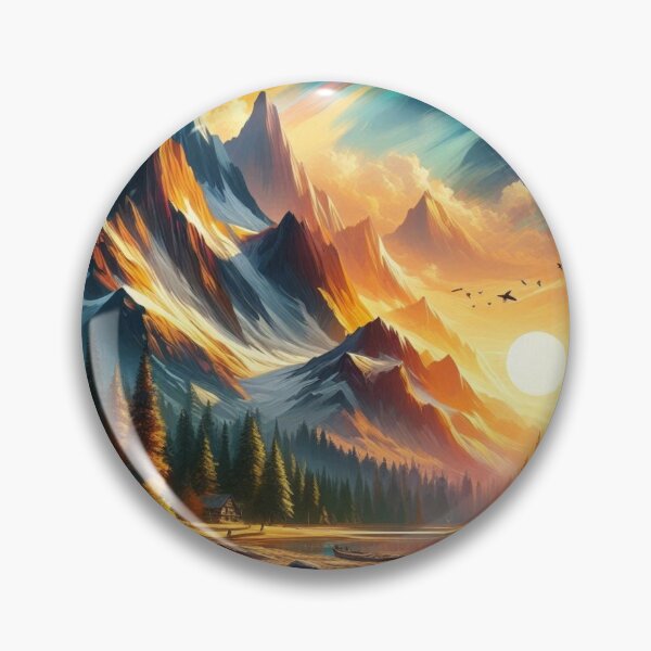 Item preview, Vibrant Mountain Landscape with Sunset and Birds designed and sold by choder61.