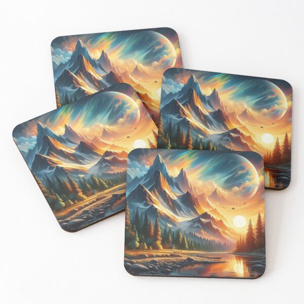 Item preview, Vibrant Mountain Landscape with Sunset and Birds designed and sold by choder61.