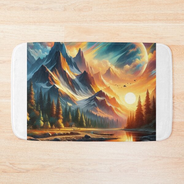 Item preview, Vibrant Mountain Landscape with Sunset and Birds designed and sold by choder61.