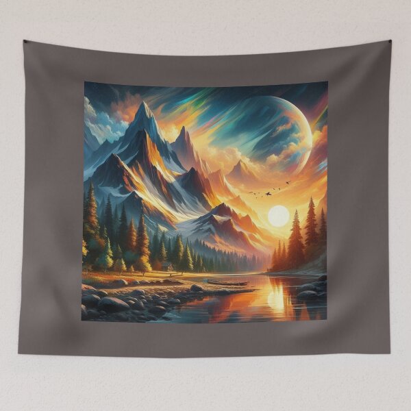 Item preview, Vibrant Mountain Landscape with Sunset and Birds designed and sold by choder61.