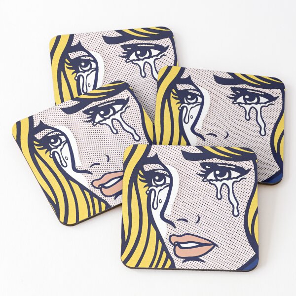 Item preview, A pop art illustration of a blonde woman with large, dramatic tears, evoking deep sadness. designed and sold by PholPol1959.