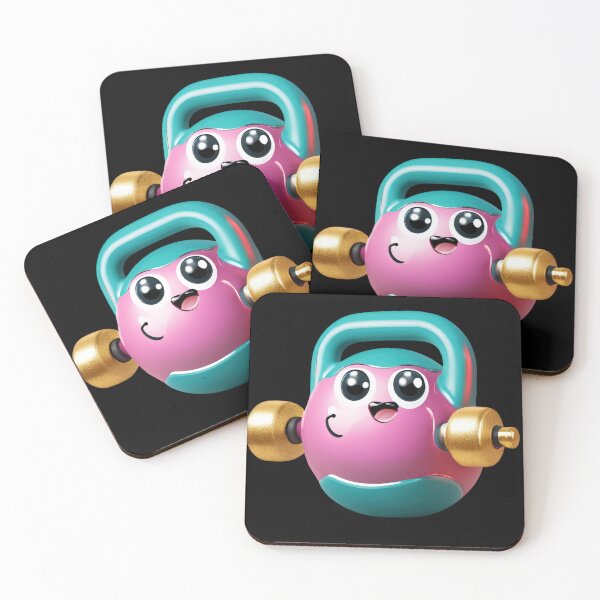 Item preview, Kawaii Kettlebell with Sparkling Eyes Lifting Dumbbell and Giving Thumbs-Up designed and sold by Jasava Shop.