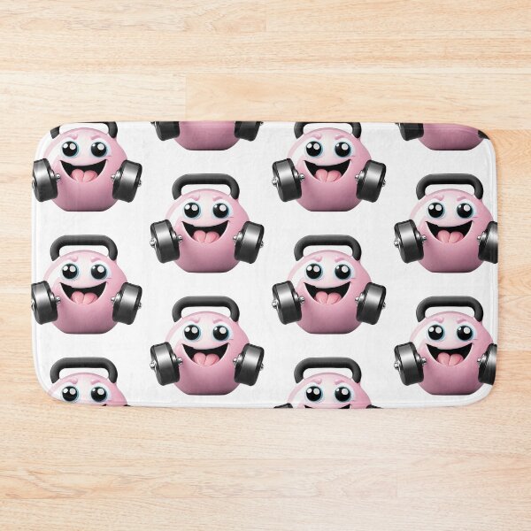 Item preview, Kawaii Kettlebell Character with Big Sparkling Eyes, Lifting Dumbbell and Thumbs-Up designed and sold by Jasava Shop.