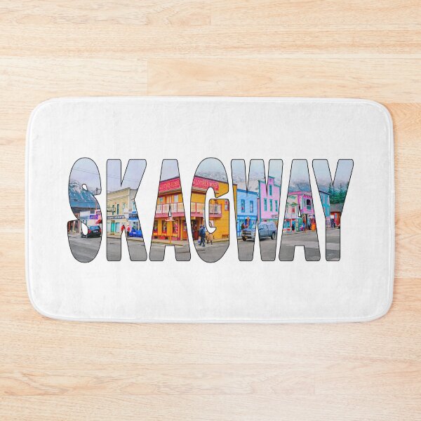 Item preview, SKAGWAY - Alaska USA Main Street Shops with Mountains designed and sold by Adam Gormley.