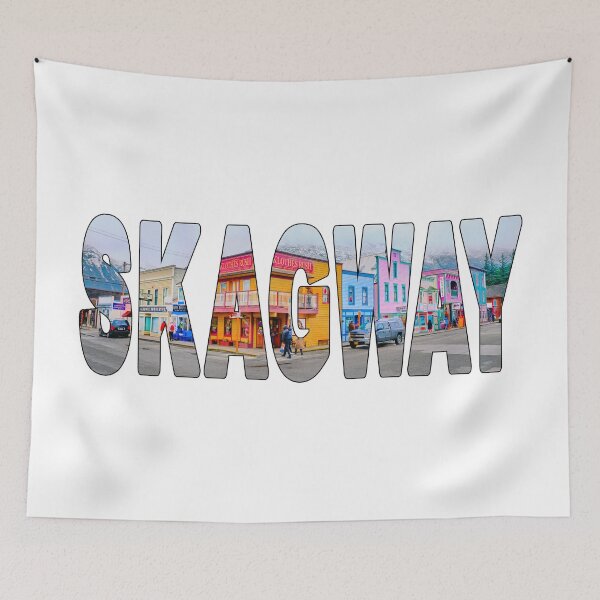 Item preview, SKAGWAY - Alaska USA Main Street Shops with Mountains designed and sold by Adam Gormley.
