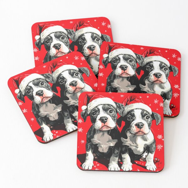 Item preview, Cute Little Pitbull Christmas Puppies designed and sold by Artbyminga.
