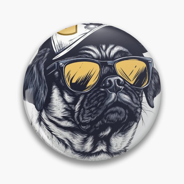 Aperçu de l'œuvre Pug Life Chien urbain noir et or créée et vendue par Lisa Pearlman.