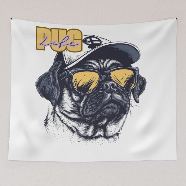 Item preview, Pug Life Black and Gold Urban Dog  designed and sold by Lisa Pearlman.
