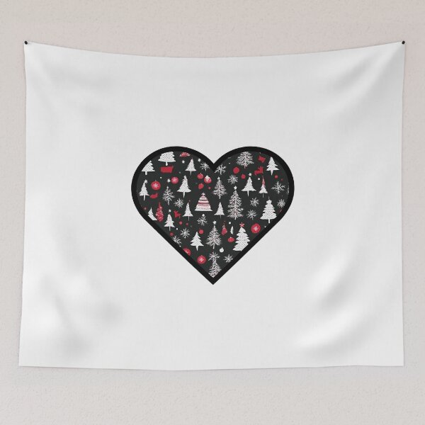Item preview, Holiday Heart - Black Christmas Patterned Heart designed and sold by ha11e11.