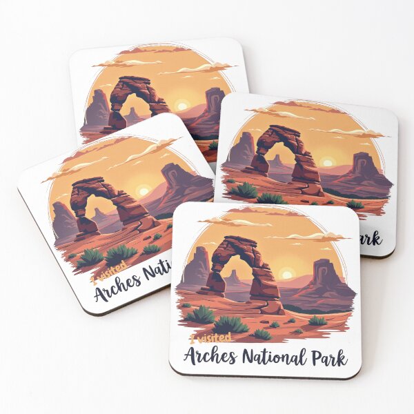 Aperçu de l'œuvre Motif vectoriel rétro du coucher de soleil du parc national des Arches créée et vendue par tarzbol.