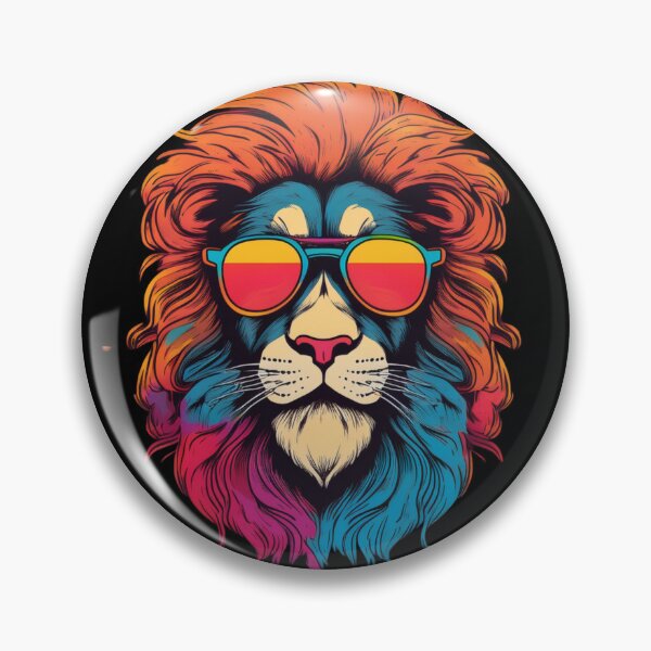 Item preview, Retro Colorful Lion with Sunglasses - Vintage Pop Art Design designed and sold by AYACHI90.