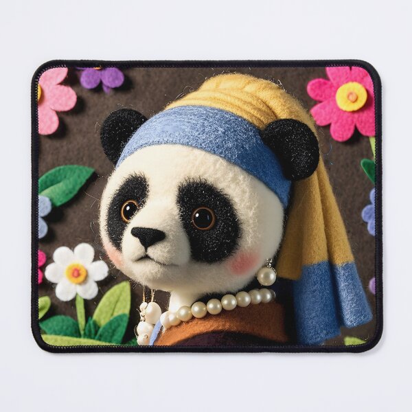 Item preview, Felt-style panda with pearl earrings designed and sold by JumpLoe.